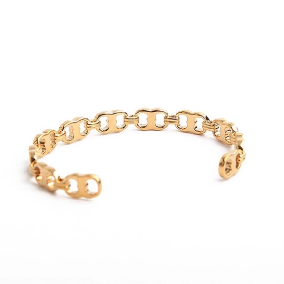 NEW Tory Burch Gold GEMINI Logo Cuff Bracelet - Picture 2 of 3